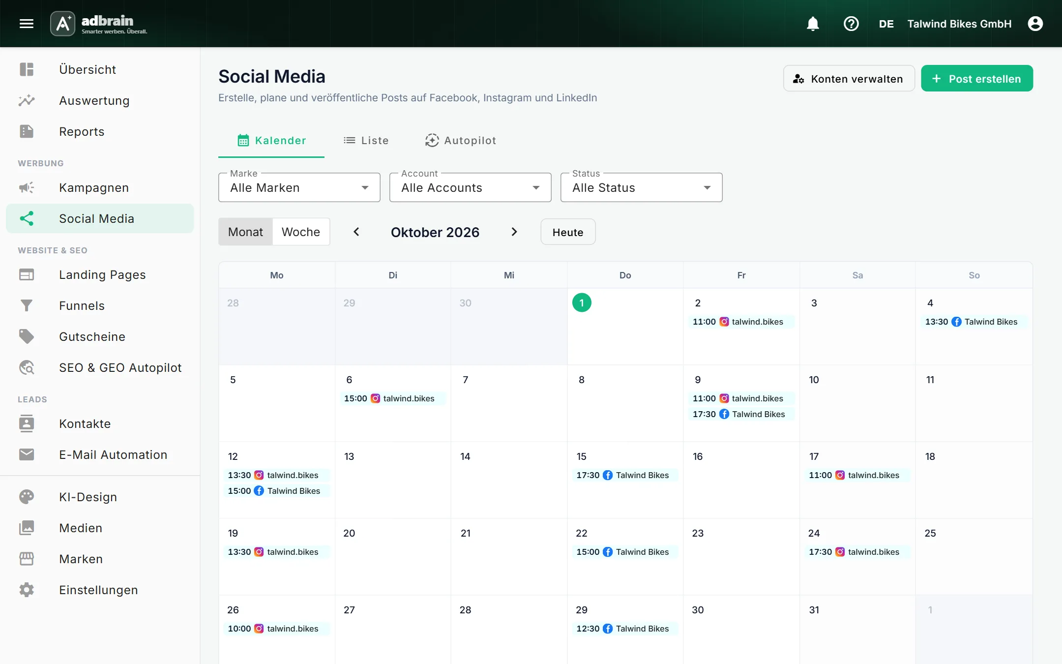 Social Media direkt posten